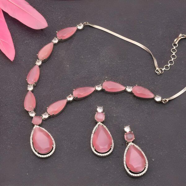 Roseate Glow Silver Necklace - Image 3