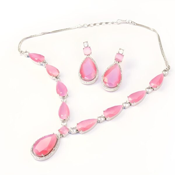 Roseate Glow Silver Necklace - Image 4
