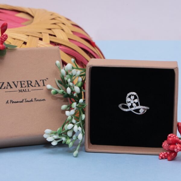 Silver Blooming Flower Diamond Ring
