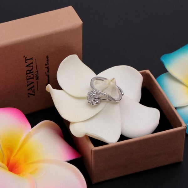 Silver Infinity Flower Diamond Ring - Image 3