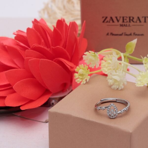 925 Silver Lustre Leaf Diamond Ring - Image 2